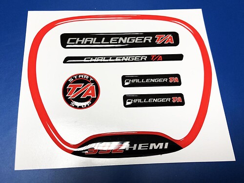 Set of CHALLENGER T/A 392  Steering WHEEL TRIM RING emblem domed Sticker Decal