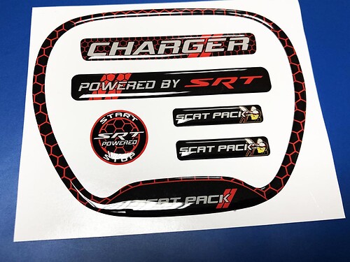 Set of CHARGER HONEYCOMB Powered by SRT Steering WHEEL TRIM RING emblem domed Sticker Decal