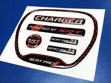Set of CHARGER HONEYCOMB Powered by SRT Steering WHEEL TRIM RING emblem domed Sticker Decal 3