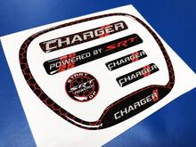Set of CHARGER HONEYCOMB Powered by SRT Steering WHEEL TRIM RING emblem domed Sticker Decal 2 2