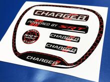 Set of CHARGER HONEYCOMB Powered by SRT Steering WHEEL TRIM RING emblem domed Sticker Decal 2 3