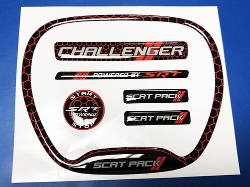 Set of Challenger SRT Scat Pack Honeycomb Red Steering WHEEL TRIM RING emblem domed Sticker Decal Charger Dodge Scatpack