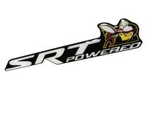 Scat Pack Challenger or Charger SRT Powered badge emblem domed Sticker Decal Dodge White color Black Background 2