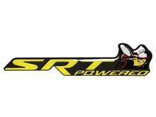 Scat Pack Challenger or Charger SRT Powered badge emblem domed Sticker Decal Dodge Yellow color Grey Background with Black shadows 2