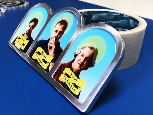 Holy trinity of The Grand Tour Altar Icon Jeremy Clarkson (The Orangutan) Richard Hammond (Hamster) James May (Captain Slow) emblem Sticker Decal
