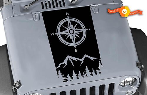 Compass Sticker Decal For Jeep Wrangler hood scoop Light 2007 - 2019 jk