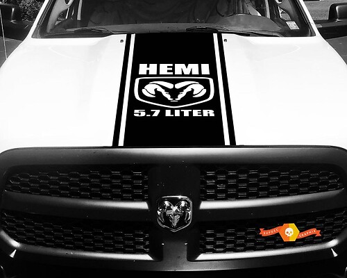 Dodge Ram 1500 2500 3500 Vinyl Racing Stripe Hemi 5.7 liter Hood Decals Stickers #1