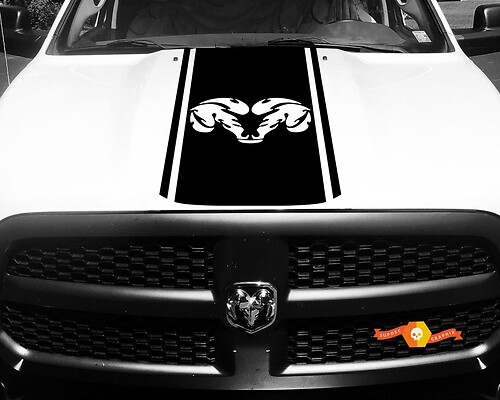 Dodge Ram 1500 Vinyl Decal HOOD Ram Head Racing HEMI Stripe Stickers #33