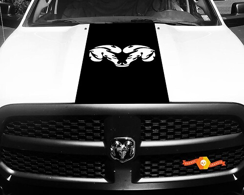 Dodge Ram 1500 Vinyl Decal HOOD Ram Head Racing HEMI Stripe Stickers #34