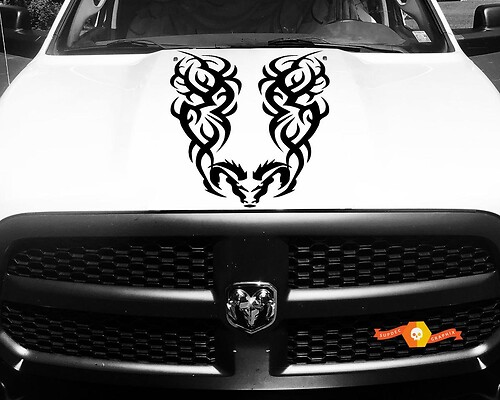 Dodge Ram Vinyl Hood Sticker Decal Stickr Tribal Tattoo Hemi Racing Stripe 4x4 #37