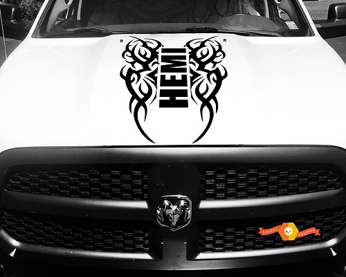 Dodge Ram Vinyl Hood Decal Tribal Sticker Tattoo Hemi Racing Stripe 4x4  #64
