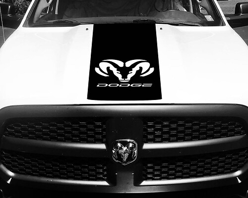 Dodge Ram 1500 Vinyl Decal HOOD Ram Head Racing HEMI Stripe Stickers #66