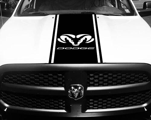Dodge Ram 1500 Vinyl Decal HOOD Ram Head Racing HEMI Stripe Stickers #69
