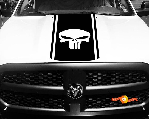 1500 2500 3500 Ram Truck Punisher  Vinyl Racing Stripe Hood Decal Sticker #88