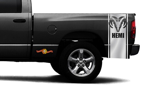 DODGE RAM 1500 VINYL DECAL bed side stripe racing CHROME sticker DODGE Hemi #91