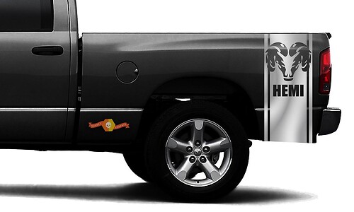 DODGE RAM 1500 VINYL DECAL bed side stripe racing CHROME sticker DODGE Hemi #93
