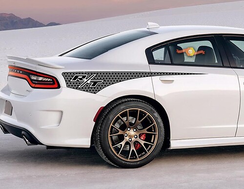 2X Dodge Charger R/T Honeycomb Rear Quarter Side Stripe Sticker Decal 2011-2020