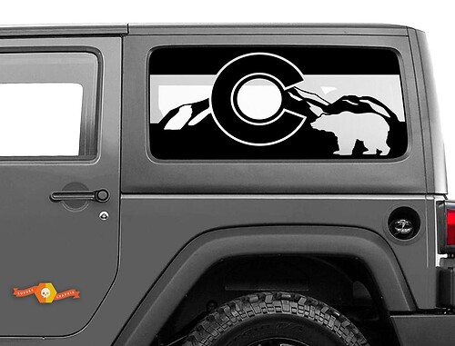 Jeep Wrangler Rubicon Hardtop Colorado Flag Bear Mountains Windshield Sticker Decal JKU JLU 2007-2019 or Tacoma 4Runner Tundra Charger Challenger - 27