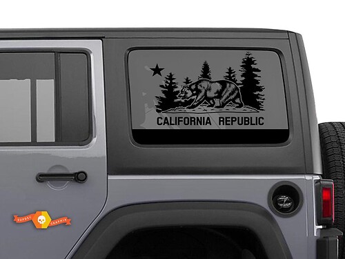 California Republic Bear Forest Stickers for Side Window Jeep Wrangler Rubicon Hardtop