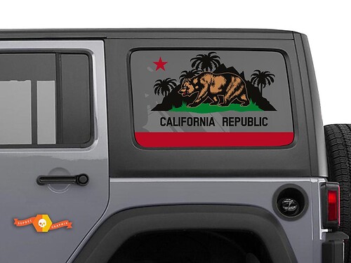California Republic Bear Decal for Jeep Wrangler Rear Window Design
