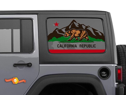 California Republic Mountain Bear Decal for Jeep Wrangler Window