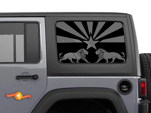 Lion and Arizona Flag Decal for Jeep Wrangler Rear Window Design