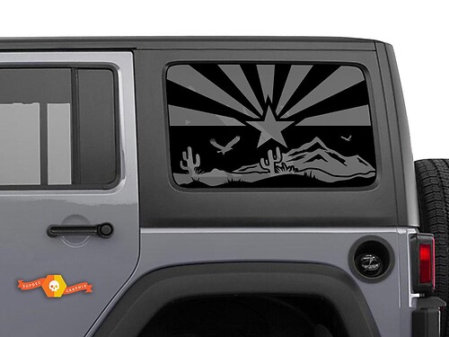 Arizona Flag Desert Scene Decal for Jeep Wrangler Rear Window Design