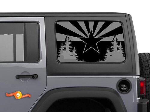 Arizona Flag Forest Star Decal for Jeep Wrangler Rear Window
