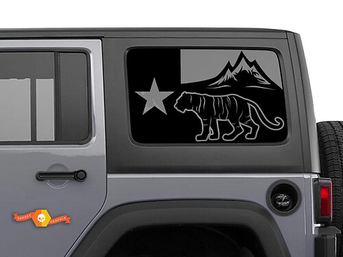 Jeep Wrangler Rubicon Hardtop Texas Flag Forest Tiger Mountains Windshield Sticker Decal JKU JLU 2007-2019 or Tacoma 4Runner Tundra Charger Challenger - 66
