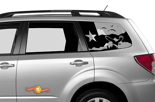Texas Star and Mountain Scene Decal for Suba Forester Window 4
