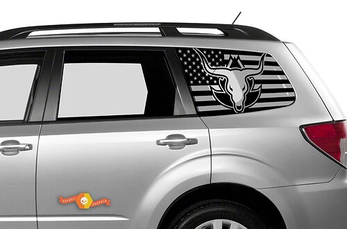 USA Flag Longhorn Star Decal for Suba Forester Rear Window
