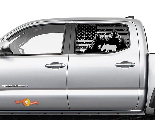 Hardtop USA Flag Destroyed Moose Windshield Sticker Decal - 122
