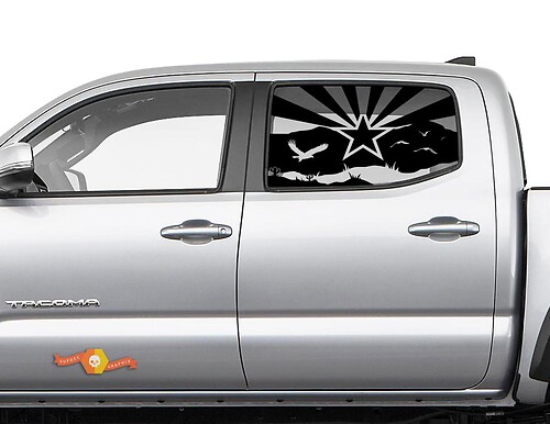 Hardtop Flag Arizona Mountains Eagle Desert Cactus Windshield Sticker Decal - 130
