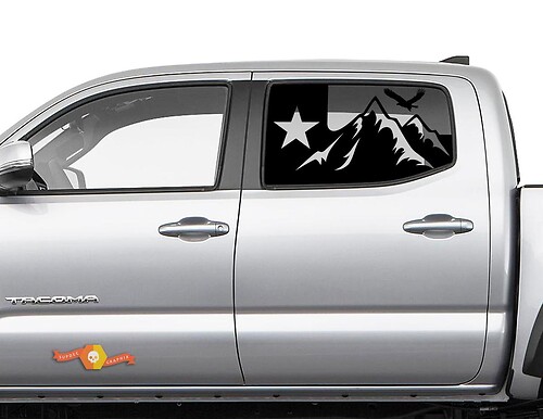 Hardtop Flag Texas Mountains Eagle Windshield Sticker Decal - 145
