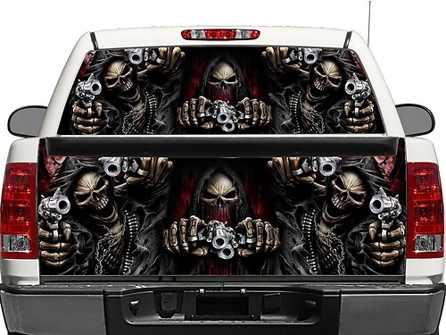 Skull Death Pistols Rear Window OR tailgate Decal Sticker Pick-up Truck SUV Car
