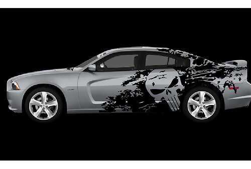 Dodge Challenger Charger Punisher style Splash Grunge Stripes Kit Hell Cat Vinyl Sticker Decal Graphic