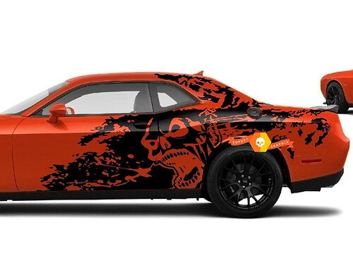 Dodge Challenger Charger Skull style Splash Grunge Stripes Kit Hell Cat Vinyl Sticker Decal Graphic
