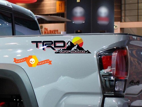 TRD Off Road Vintage Sunset Style 4x4 PRO Sport Off Road Side Vinyl Stickers Decal Toyota Tacoma Tundra FJ Cruiser