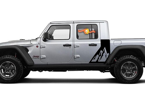 Jeep Gladiator 2 Side Mountains Sticker Decal Factory Style Body Vinyl Graphic Stripes Kit 2018 - 2021