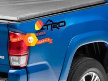 Pair of TRD 4x4 Off Road Mountains Line Vintage Old Style Sunset Line Style Bed Side Vinyl Stickers Decal Toyota Tacoma Tundra FJ Cruiser 2