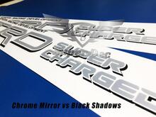 Pair of TRD Super Charged Silver Chrome Mirror with Black Shadows Toyota Racing Development bed side Truck Stickers Decals 2