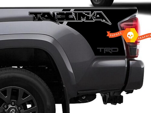 Pair of TRD Tacoma in Raptor style Bed Side Vinyl Decals Kit Stickers for Tacoma 16-21
