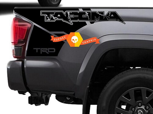 Pair of TRD Tacoma mu Raptor Lines style Bed Side Vinyl Decals Kit Stickers for Tacoma 16-23
