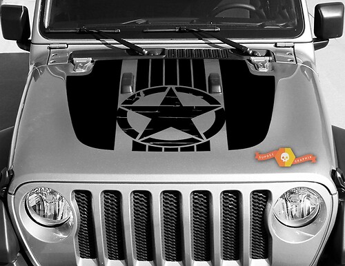 Jeep Gladiator JT Wrangler Military War Star JL JLU Hood style Vinyl decal sticker Graphics kit for 2018-2021