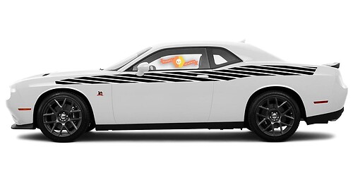 Pair of Dodge Challenger Full Length Style Bodyline Strobe Racing Stripe Kit for 2008 & Up #12