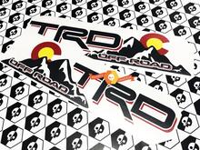 Pair of TRD Off Road Mountains with Colorado State Flag SunSet Shadows Sun Sunset for Toyota Tacoma Tundra FJ Cruiser 3