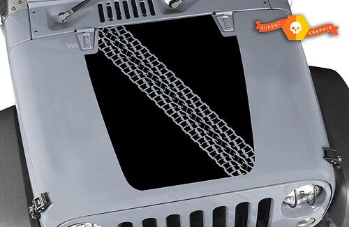 Jeep Decal Hood with Tire Track Vinyl Any Colors Sticker JK LJ TJ 2007-2018