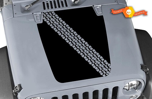Jeep Decal Hood with Tire Track Off Road Vinyl Any Colors Sticker JK LJ TJ 2007-2018
