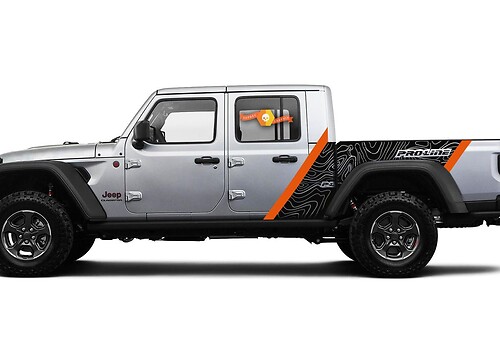 Jeep 2 Side Pro-Line 2020 Jeep Gladiator Topographic Map 2 Colors Sticker JK LJ TJ 2007-2018