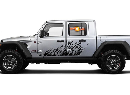 Jeep Gladiator Side Extra Large Side Splash unique Big Two Style traces of dirt Vinyl decal sticker Graphics kit for JT 2018-2021